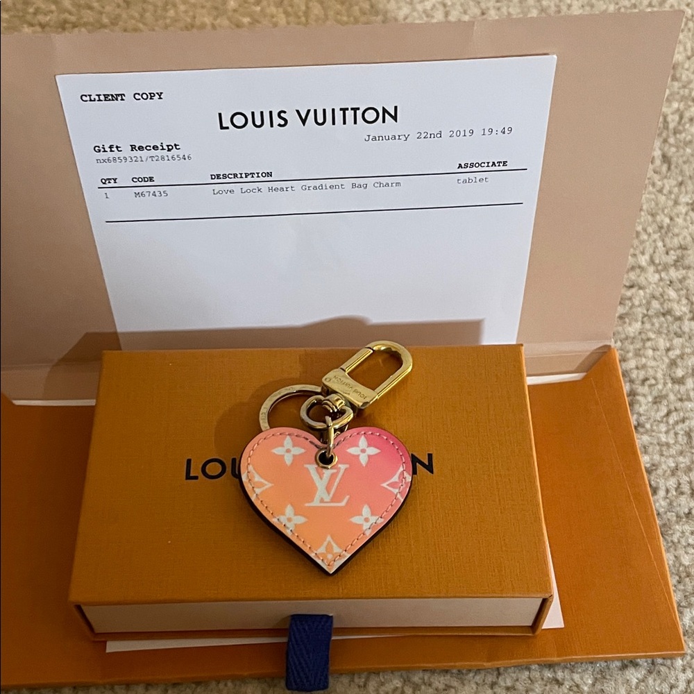 Louis Vuitton Orange and Pink Heart Bag Charm